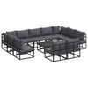 vidaXL Tuinbankenset met kussen 12 pcs Zwart Aluminium
