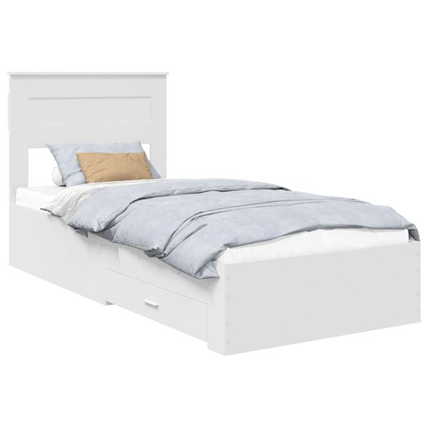 vidaXL Bedframe met lade Wit en Zilver 75 x 190 cm Bewerkt hout