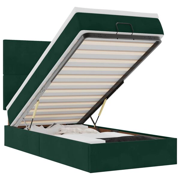 vidaXL Ottoman bed met matrassen 90x190cm fluweel donkergroen