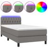 vidaXL Boxspring met matras en LED stof donkergrijs 90x190 cm