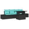 vidaXL Bankstel 5 st 4-Aantal zitplaatsen Zwart en Blauw poly rattan