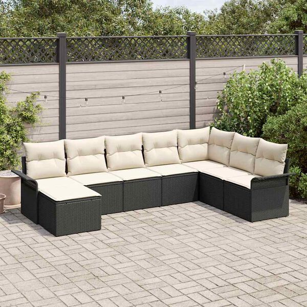 vidaXL Tuin Sofa Set met kussen 8 pcs Zwart poly rattan