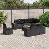 vidaXL 9-delige Loungeset met kussens poly rattan zwart