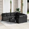 vidaXL Tuin Sofa Set met kussen 9 pcs Zwart Poly Riet en Staal en Glas