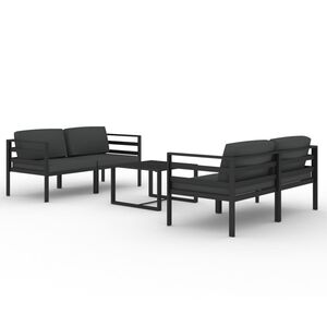 vidaXL 5-delige Loungeset met kussens aluminium antracietkleurig