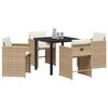 vidaXL Tuin eettafelset 5 pcs Beige poly rattan