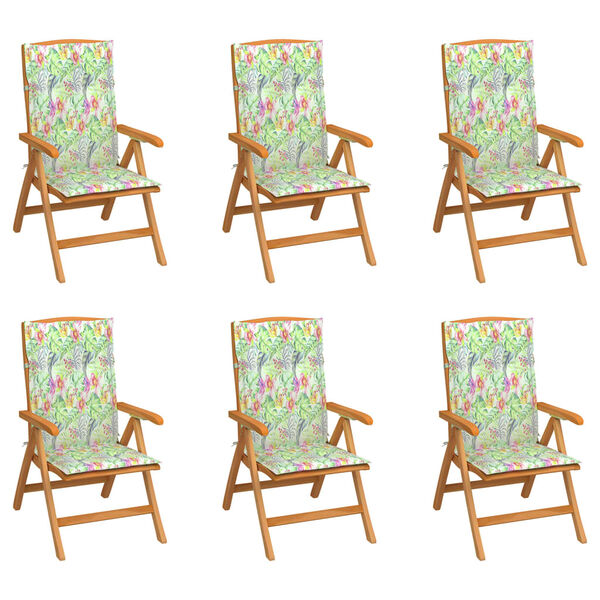 vidaXL Tuinstoelen 6 st verstelbaar met kussens massief teakhout