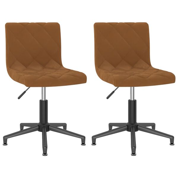 vidaXL Eetkamerstoelen draaibaar 2 st fluweel bruin