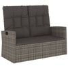 vidaXL Tuinbank verstelbaar met kussens 118 cm poly rattan grijs