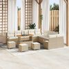 vidaXL Tuinbankenset met kussen 14 pcs Beige poly rattan