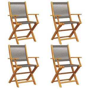 vidaXL Opklapbare stoelen, 4 stuks, grijs, massief acaciahout