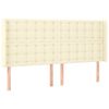 vidaXL Hoofdbord met randen 163x16x118/128 cm kunstleer cr&egrave;mekleurig