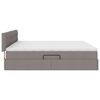 vidaXL Opbergbed met LED met matras Taupe 200 x 200 cm Polyester