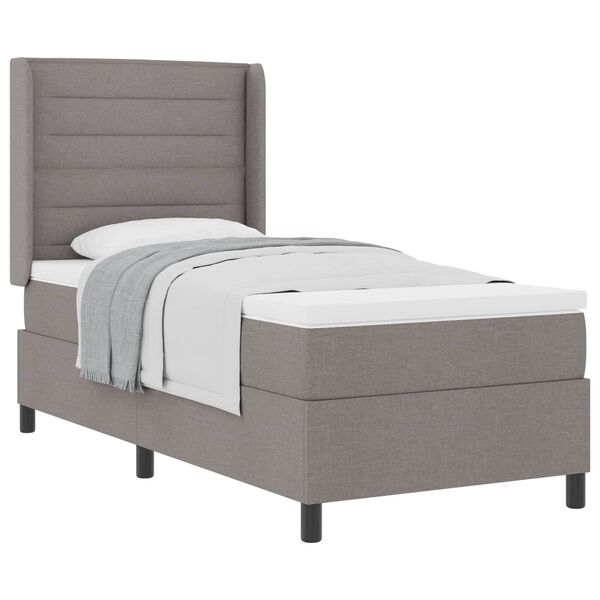 vidaXL Boxspringbed met matras met hoofdeinde Taupe 200 x 100 cm Stof
