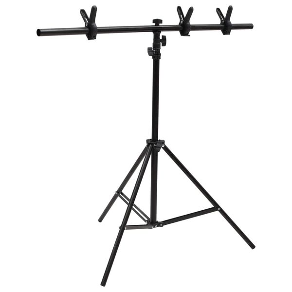 vidaXL Achtergrondstandaard T-vormig 91x60x(70-200) cm zwart