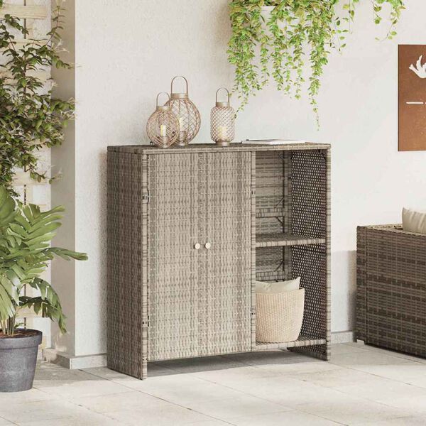 vidaXL Opbergkast met plank Lichtgrijs 100 x 36 x 102 cm Rattan