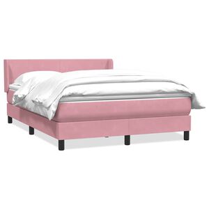 vidaXL Boxspring met matras fluweel roze 140x210 cm