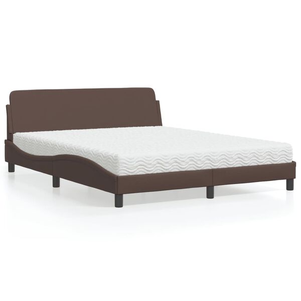 vidaXL Bed met matras "Dover" kunstleer bruin 160x200 cm