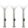 vidaXL Bolderverlichting met sensor en stopcontact 3 stuks 80 cm roestvrij staal IP44