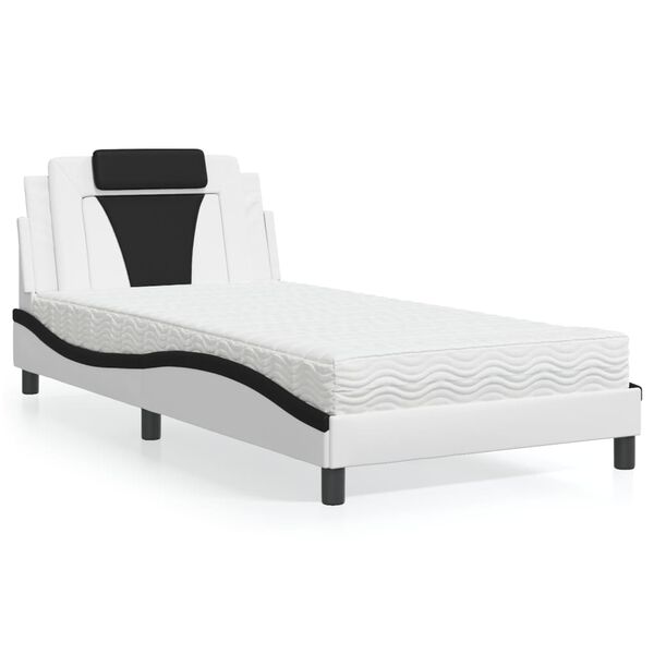 vidaXL Bed "Viana" met matras kunstleer wit en zwart 100x200 cm