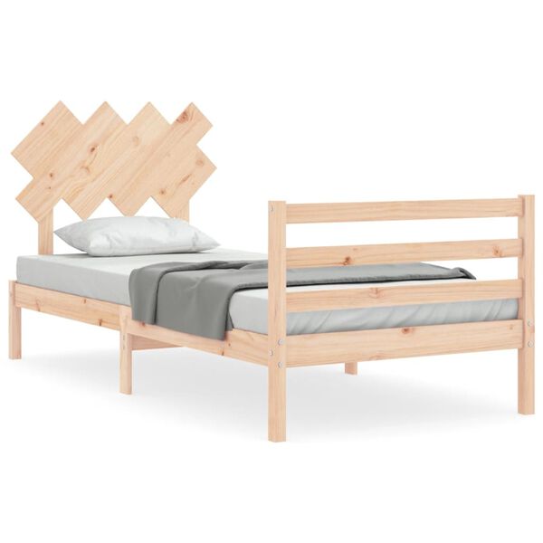 vidaXL Bedframe met hoofdbord massief hout