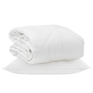 vidaXL Het Duvet voor Elk Seizoen met kussen 2 pcs Wit Microvezel