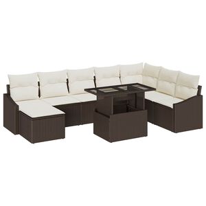 vidaXL Tuin Sofa Set met kussen 9 pcs Bruin en cr&egrave;me