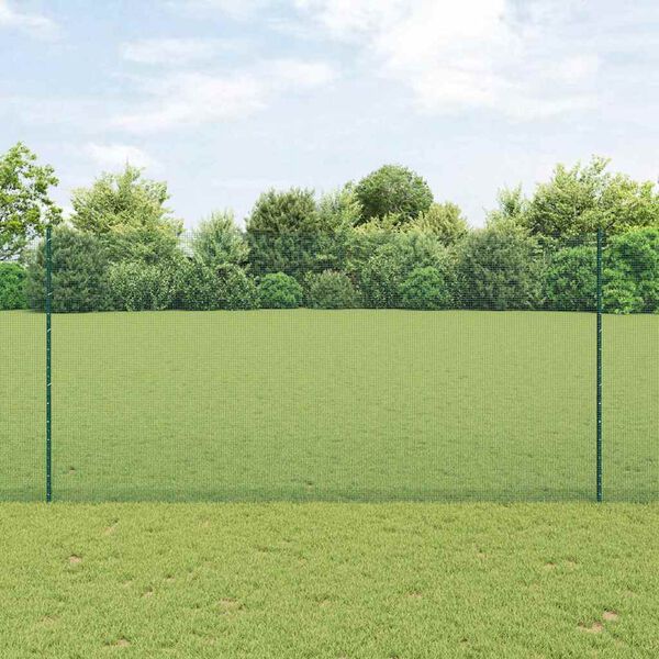 vidaXL Hek met Paal Groen 1,6 x 25 m Staal en PVC