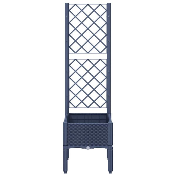 vidaXL Plantenbak met latwerk 40x40x142 cm polypropeen blauwgrijs