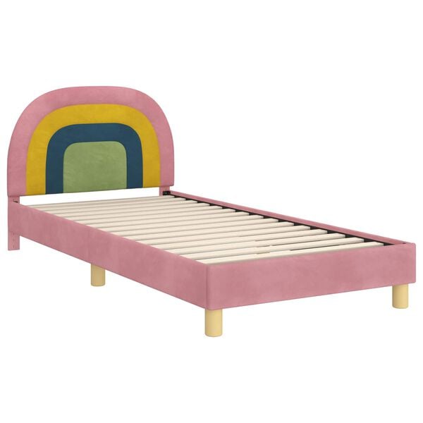 vidaXL Bedframe voor kinderen met hoofdbord Roze 90 x 200 cm Fluweel