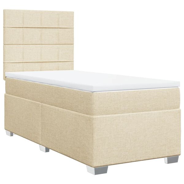 vidaXL Boxspring met matras stof cr&egrave;mekleurig 90x190 cm
