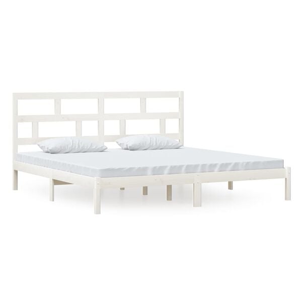 vidaXL Bedframe massief grenenhout wit 200x200 cm