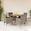vidaXL 5-delige Loungeset met kussens poly rattan en acaciahout grijs