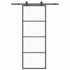 vidaXL Schuifdeur met beslagset 76x205 cm ESG glas zwart