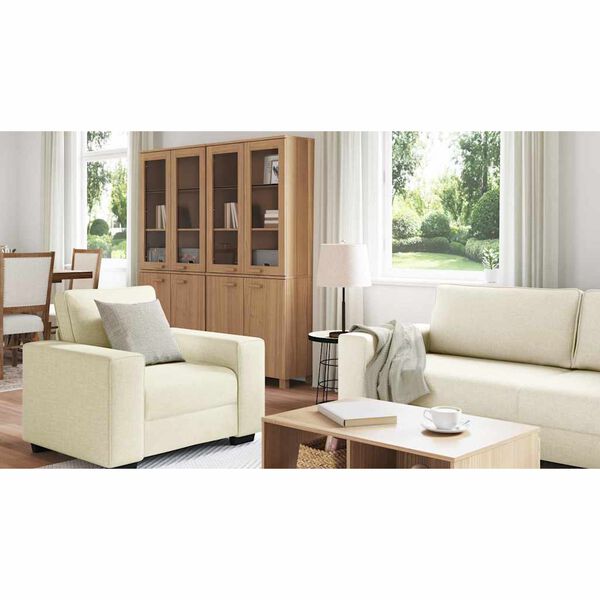 vidaXL Bank 3 pcs Beige Linnen-mix stof