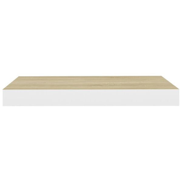 vidaXL Wandschap zwevend 50x23x3,8 cm MDF eikenkleurig en wit