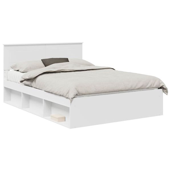 vidaXL Bedframe met hoofdeinde Wit 140 x 190 cm Bewerkt hout