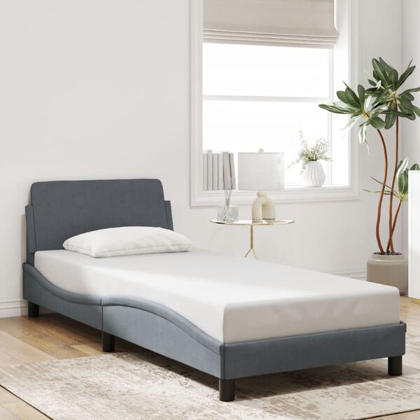 vidaXL Bedframe "Dover" 90x190 cm fluweel donkergrijs