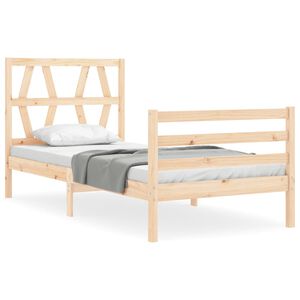 vidaXL Bedframe met hoofdbord massief hout 90x200 cm