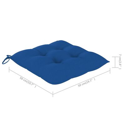 vidaXL Schommelstoel met blauw kussen massief teakhout