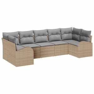 vidaXL Tuinbankenset met kussen 7 pcs Beige en Licht Grijs poly rattan