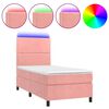 vidaXL Boxspring met matras en LED fluweel roze 100x200 cm