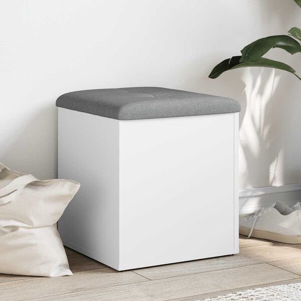 vidaXL Opbergbank Wit 42x42x45 cm Bewerkt Hout