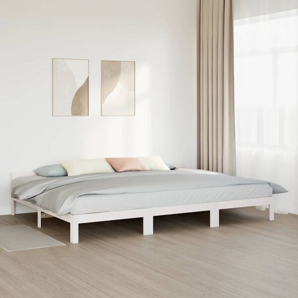 vidaXL Bedframe Family zonder matras 270x200 cm massief grenenhout wit