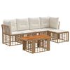 vidaXL Tuinbank Set 6 st Natuurlijk en Cr&egrave;me Wit poly rattan