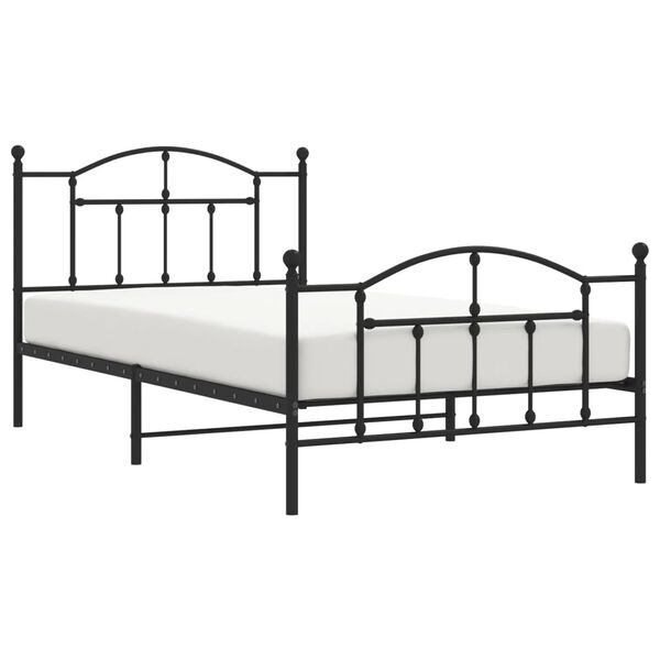 vidaXL Bedframe met hoofd- en voeteneinde metaal zwart 107x203 cm