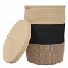 vidaXL Opbergmand met deksel &Oslash; 37x50 cm katoen zwart en beige