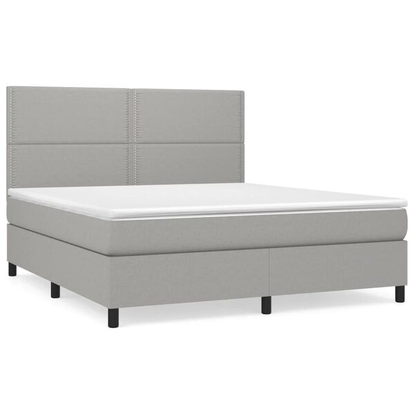 vidaXL Boxspring met matras stof lichtgrijs 180x200 cm