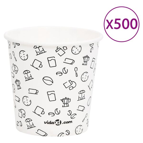 vidaXL 500 st Koffiebekers 120 ml papier wit en zwart