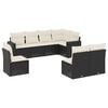 vidaXL 8-delige Loungeset met kussens poly rattan zwart